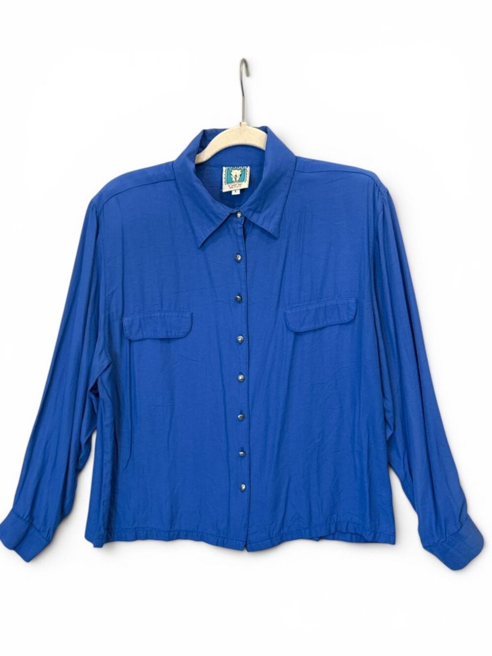 Vintage Desert West By Sherry Holt Women's Button-Up Western Shirt Blue L